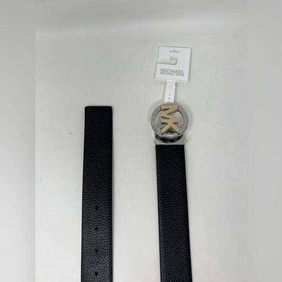 S013 NWTMichael Kors Womens Genuine Leather Reversible Two Tone Buckle Belt Sz L